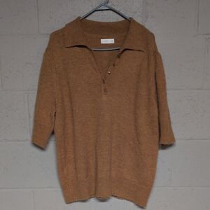 LC Lauren Conrad Tan Knit Short Sleeve Polo Sweater XXL
